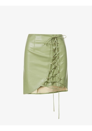 Cruz tie-detail faux-leather mini skirt