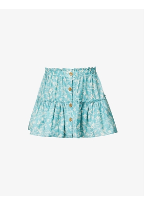 Toucan Nellie graphic-print cotton mini skirt