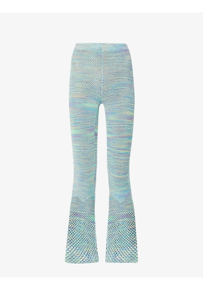 Map flared mid-rise stretch-knitted trousers