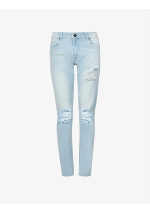Shred regular-fit straight stretch-denim jeans