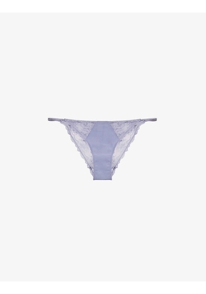 Mini Floral panelled mid-rise stretch-lace briefs