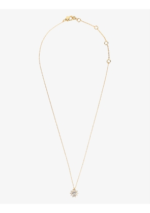Halo zirconia and brass pendant necklace