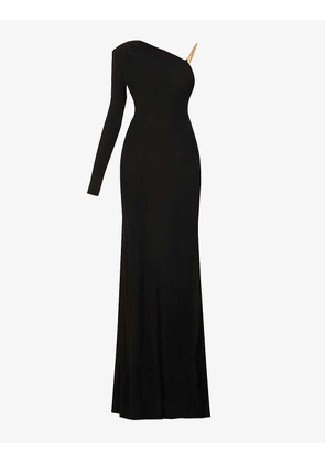 Perrie asymmetric stretch-crepe gown