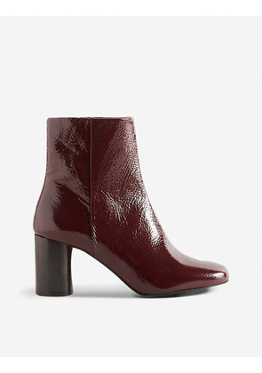 April zip-detail patent-leather ankle boots