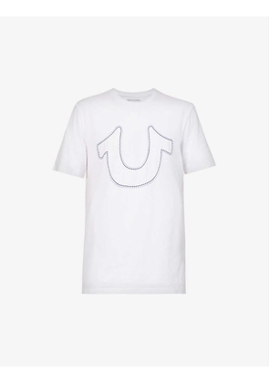 Horseshoe-embroidered regular-fit cotton-jersey T-shirt