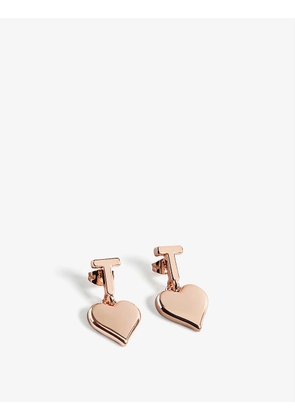 Hati heart-shaped gold-toned brass drop earrings