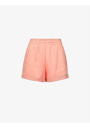 CK Performance brand-print mid-rise cotton-blend shorts