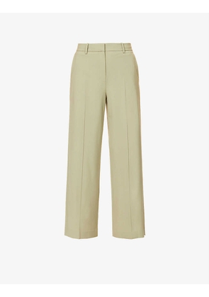 Relax wide-leg mid-rise wool trousers