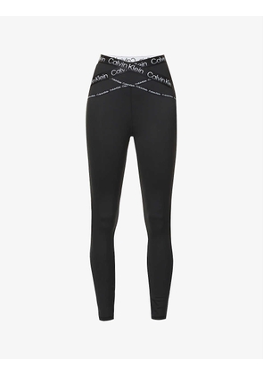 Active logo-tape high-rise recycled polyester leggings
