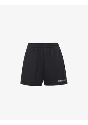 Logo-print mid-rise cotton-blend shorts