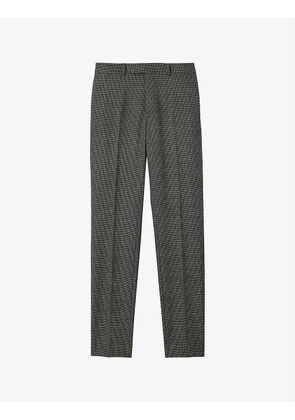 Houndstooth formal wool suit trousers