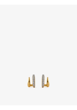Claw Pavé 18ct yellow gold-plated vermeil sterling-silver double huggie hoop earrings