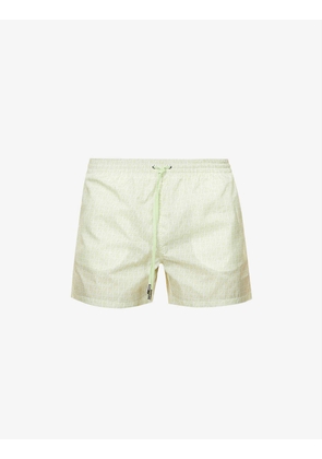 Fendi Mens Light Green Logo-print Regular-fit Swim Shorts, Size: 36