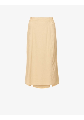 Tulip high-waist stretch linen-blend midi skirt