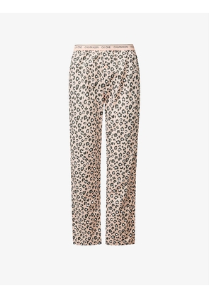 CK One leopard-print logo-waistband cotton-jersey pyjama trousers