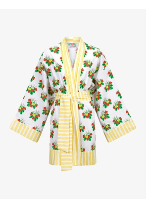 Strawberry Fields motif-print organic-cotton kimono