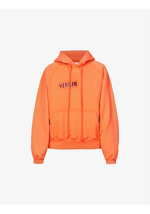 Virgin brand-appliqué cotton-blend jersey hoody