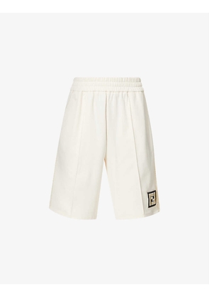 Brand-patch relaxed-fit stretch-woven shorts