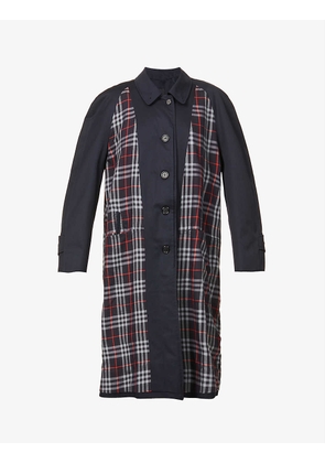 Checked padded woven trench coat