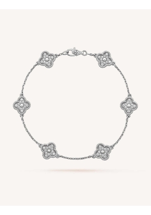 Sweet Alhambra white-gold and 0.48ct diamond bracelet