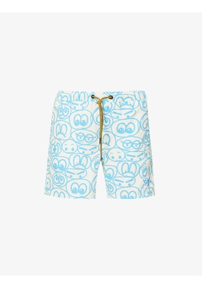 Cartoon Eyes brand-appliquéd cotton swim shorts