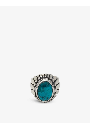 Small Feather sterling silver and turquoise ring
