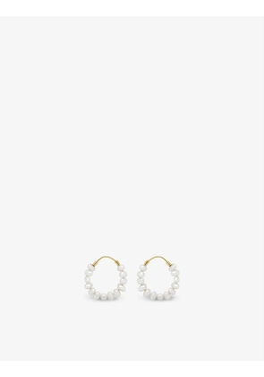 Pearl Ring 14ct yellow gold-plated sterling silver and seed pearls hoop earrings