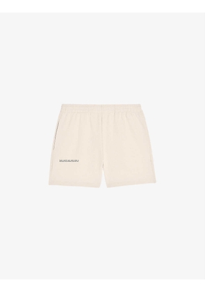 Text-print mid-rise recycled and organic cotton-blend shorts