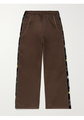 KAPITAL - Wide-Leg Embroidered Velvet-Trimmed Tech-Jersey Track Pants - Men - Brown - 1