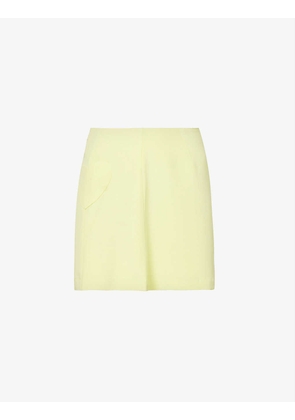 Heart-pocket high-waist silk-crepe mini skirt