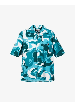 Marble camo-print woven shirt