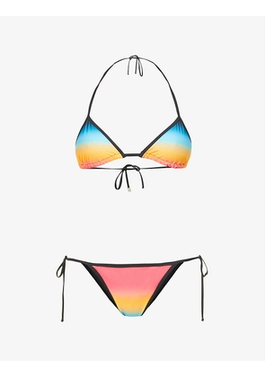 Ombre-print recycled polyester-blend bikini set