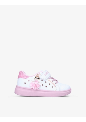 Mille Stelle tutu-trimmed leather low-top trainers 4-5 years