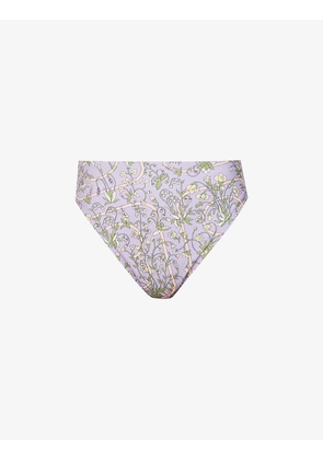 Floral-print high-rise bikini bottoms