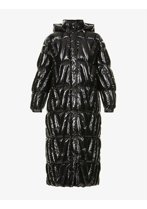 Logo-quilted padded shell coat