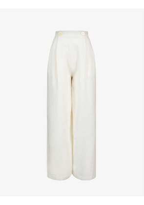 Wide-leg high-rise organic-linen trousers