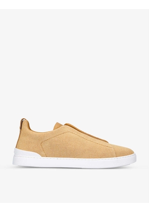 Triple stitch canvas low-top trainers
