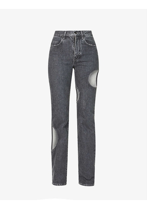 Meteor slim-fit straight-leg mid-rise denim jeans