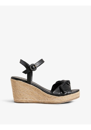 Bryanah bow-embellished leather wedge sandals