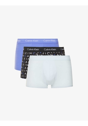 Pack of three branded stretch-cotton trunks