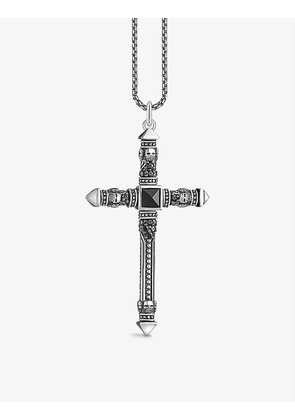 Rebel Crucifix sterling-silver and onyx pendant necklace