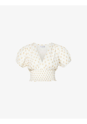 Alba floral-print cropped cotton top