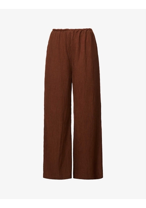 Rupina wide-leg high-rise linen-blend trousers