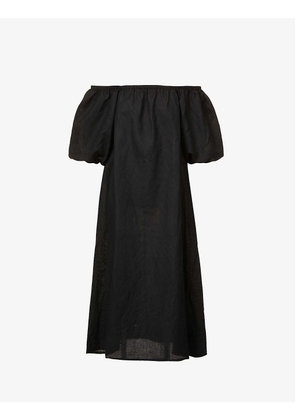 Amelie off-the-shoulder cotton and linen midi dress