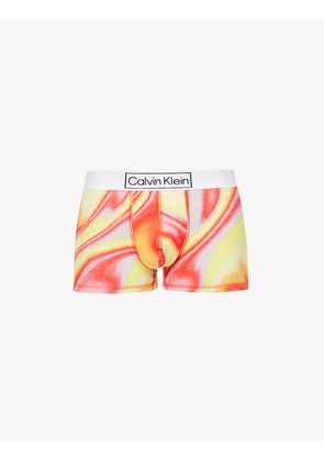 Graphic-print logo-embroidered stretch cotton and recycled cotton trunks