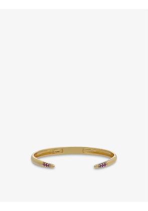 Birthstone July 22ct gold-plated sterling-silver and ruby bangle