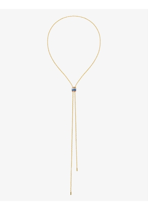 Quatre Blue Edition large 18ct yellow-gold, white-gold, rose-gold, ceramic and 0.33ct round-cut diamond tie necklace
