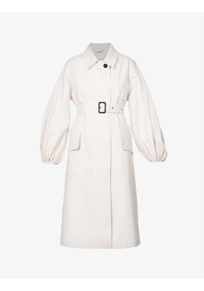 Helen puff-sleeves cotton trench coat
