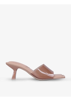 Cassilia kitten-heel square-toe vinyl and faux-leather mules