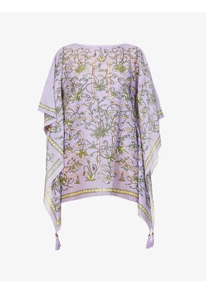 Garden floral-print cotton-silk blend kaftan